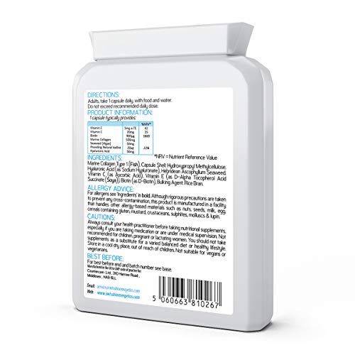 Marine Collagen & Hyaluronic Acid Complex - 60 Capsules - 500mg of Highly Bioavailable Naticol Hydrolysed Collagen