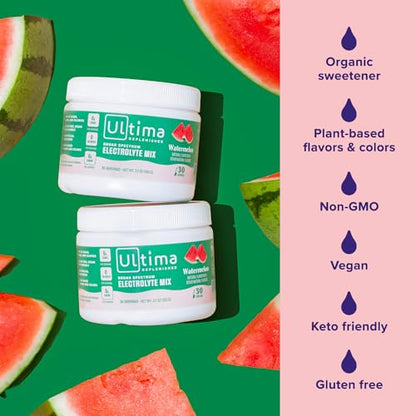 Ultima Replenisher Daily Electrolyte Drink Mix - Watermelon, 30 Servings - Hydration