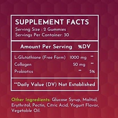 Glutathione Gummies - with Marine Collagen - 1050mg per Serving - Antioxidant Support