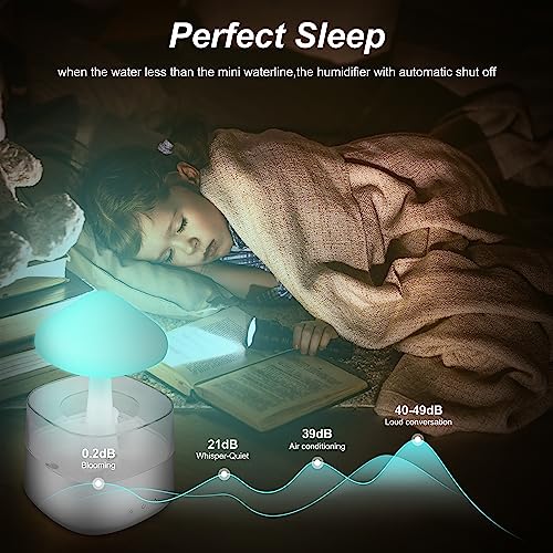Mushroom Humidifier with Essential Oils, Night Light with 7 Changing Colors, Desk Cloud Lights