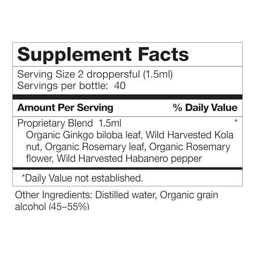 Brain Formula 2 oz. - Vegan and Wild-Harvested - Stimulates Circulation and and Improved