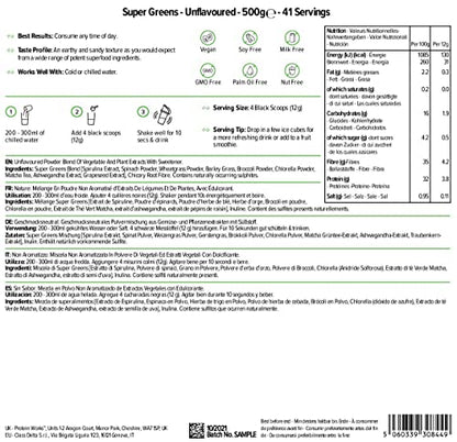 Protein Works Super Greens Powder - Nutrient Dense Detox Shake - Supports Immune System