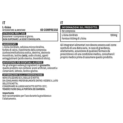 Natures Aid L-Lysine 1000 mg, High Potency Essential Amino Acid, Vegan, 60 Tablets