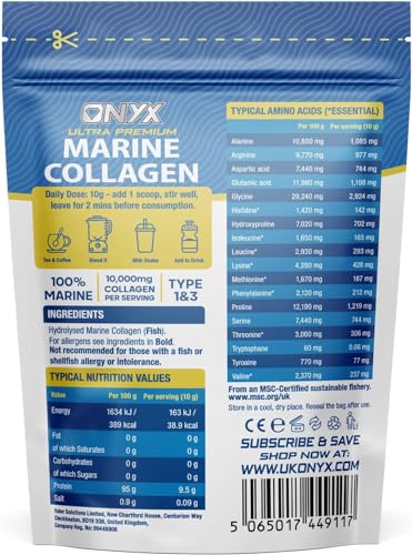 Onyx Marine Collagen Powder 10000mg (Type I & III) - Wild-Caught Arctic Cod