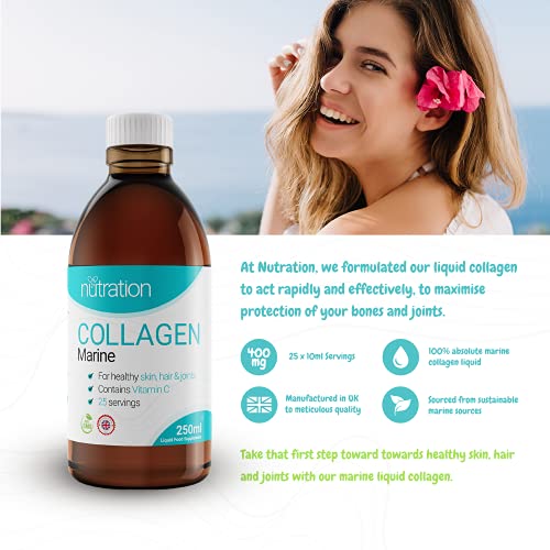 Marine Collagen Liquid - 25 x 10ml Servings - Liquid Collagen Drink for Women and Men - Pure Marine Collagen for Strong Bones & Joints