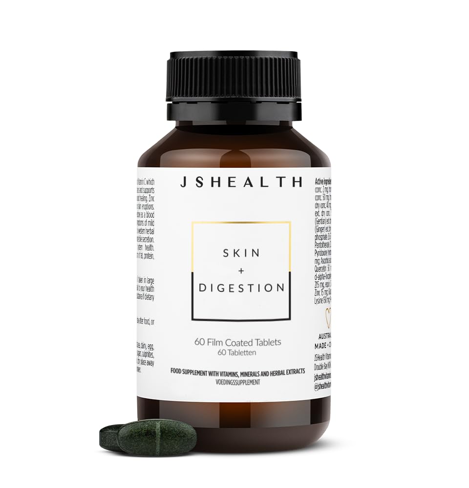 JSHealth Vitamins Skin and Digestion Formula | Skin Supplement with Zinc | Burdock 