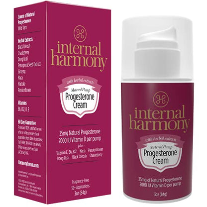 Internal Harmony Progesterone Cream, Contains Natural USP Bioidentical Progesterone