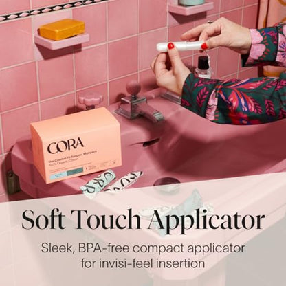 Cora Organic Applicator Tampons - Super Absorbency - 100% Organic Cotton, Unscented