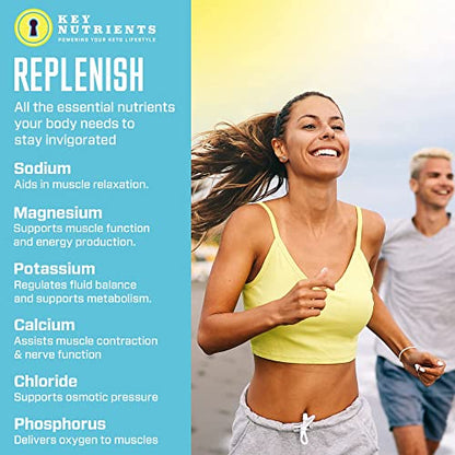 KEY NUTRIENTS Multivitamin Electrolytes Powder Packets - Refreshing Lemonade 40 Pack Hydration Packets - Travel Hydration Powder - No Sugar, No Calories, Gluten Free - Made in USA