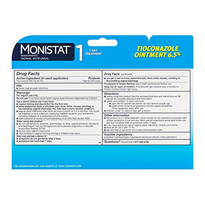 Monistat 1-Day Yeast Infection Treatment - Prefilled - Tioconazole Ointment