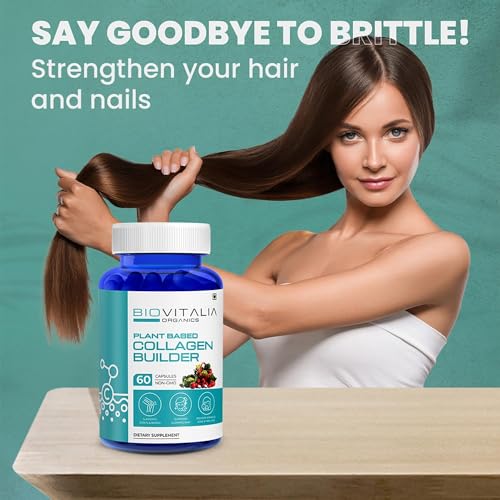 Biovitalia Plant Based Collagen Builder Capsule with Biotin & Vitamin C - Dietary Supplement for Men & Women