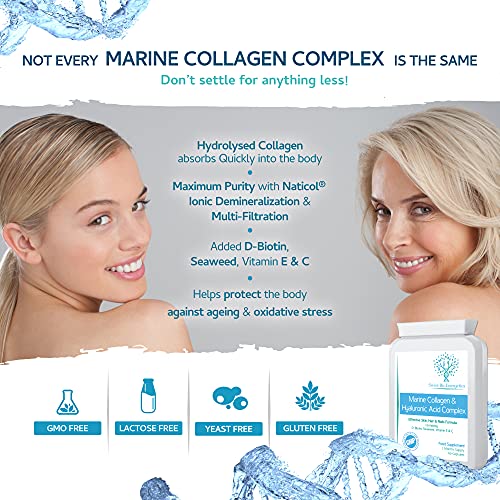 Marine Collagen & Hyaluronic Acid Complex - 60 Capsules - 500mg of Highly Bioavailable Naticol Hydrolysed Collagen