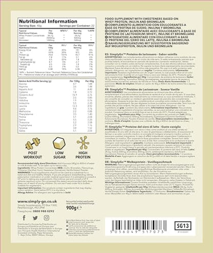 SimplyGo Whey Protein Powder - 900g - Simply Add 30g to Water, Juice or Shakes