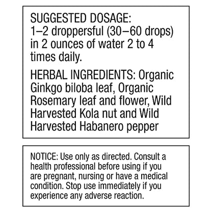 Brain Formula 2 oz. - Vegan and Wild-Harvested - Stimulates Circulation and and Improved