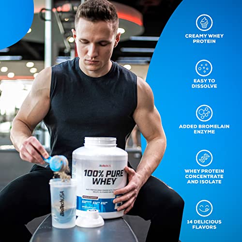BioTechUSA 100% Pure Whey - Protein Powder with BCAA and Glutamine - Gluten-Free, Palm Oil Free