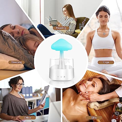 Mushroom Humidifier with Essential Oils, Night Light with 7 Changing Colors, Desk Cloud Lights