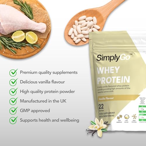 SimplyGo Whey Protein Powder - 900g - Simply Add 30g to Water, Juice or Shakes