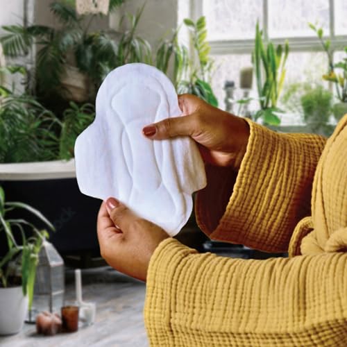 L. Pure Cotton Topsheet Pads for Women, Regular Absorbency, Ultra Thin Pads with Wings