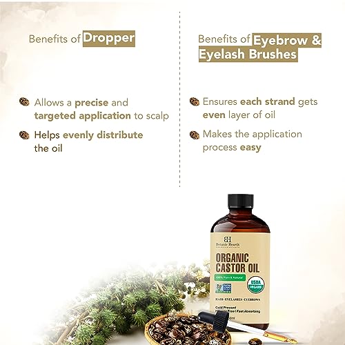 Botanic Hearth Castor Oil - USDA Certified Organic - 100% Pure & Hexane Free - Cold Pressed - Growth