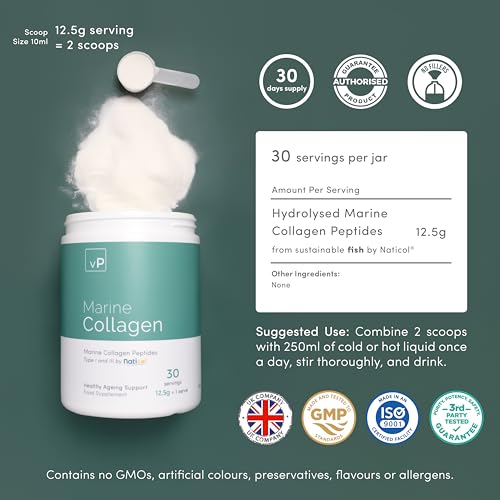 Marine Collagen 375g - 12.5g x 30 Servings - Naticol Type 1 and 3 - Vitality Pro Hydrolysed Collagen