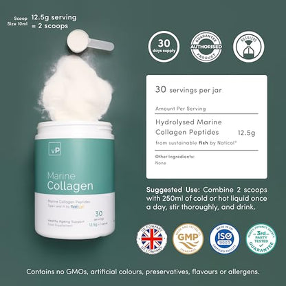 Marine Collagen 375g - 12.5g x 30 Servings - Naticol Type 1 and 3 - Vitality Pro Hydrolysed Collagen