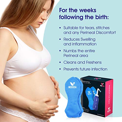 Medcosa Female Ice Pack and Perineal Bottle Set - Reusable Perineal Cold Packs & Portable Bidet Spray BottleMedcosa Female Ice Pack and Perineal Bottle Set - Reusable Perineal Cold Packs & Portable Bidet Spray Bottle