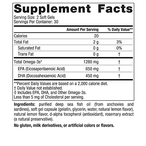 Nordic Naturals Ultimate Omega, Lemon Flavor - 60 Soft Gels - 1280 mg Omega-3
