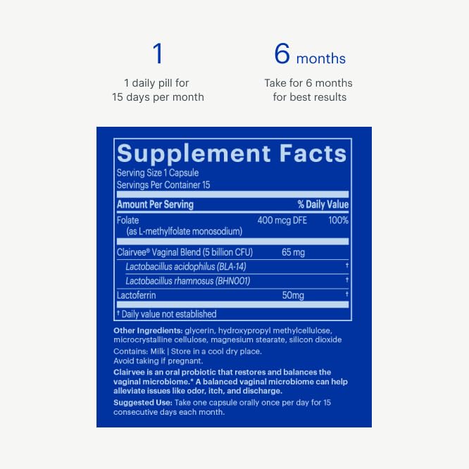 Bonafide Clairvee - Relief from Vaginal Odor^ - Hormone-Free, Drug-Free Vaginal Probiotic - Reduces Odor^