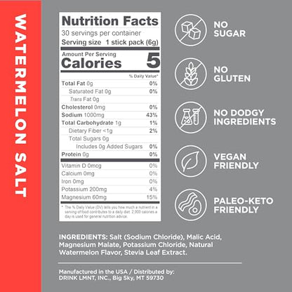 LMNT Keto Electrolyte Powder Packets - Paleo Hydration Powder - No Sugar, No Artificial