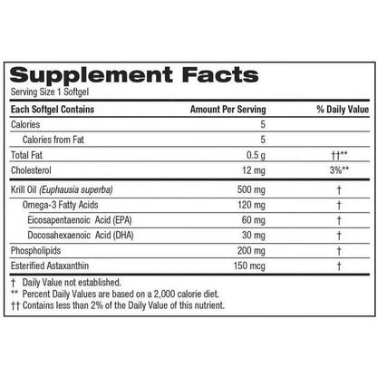 Kir-kland Signature Krill Oil 500 Milligram 160 Softgels