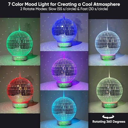 Disco Ball Diffuser Rotating - 300 ML Mirror Ball Oil Diffuser, Essential Oils Diffusers for Home