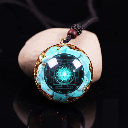Day Day Up Turquoise Orgonite Pendant Healing Crystal jewelry Orgone Yoga Necklace Reiki Spiritual