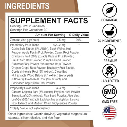 Colon Cleanse Pills Body Detox - Intestinal Guard Cleanser for Stomach - Natural Weight
