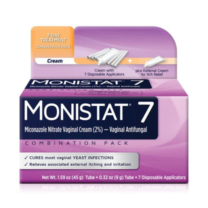 Monistat 7-Day Yeast Infection Treatment - Cream + External Itch Relief Cream - Pack of 2