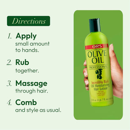 ORS Olive Oil Professional Incredibly Rich Oil Moisturizing Hair Lotion 23 Ounce (Pack of 2)