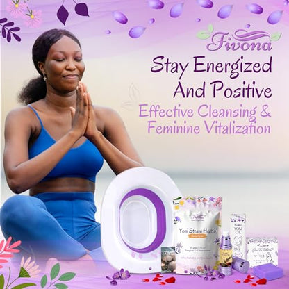 FIVONA Yoni Care Kit 4 in 1 - pH Balanced Natural Yoni Oil, Herbal Bar Soap for Feminine V Wash, Detox