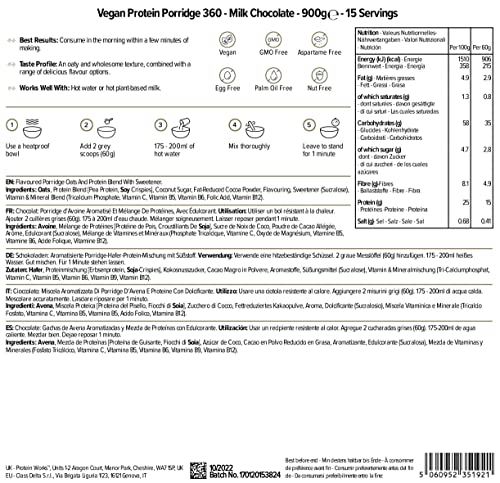 Protein Works - Vegan Protein Porridge 360 - High Protein Breakfast - Plant-Based - Chocolate - 900g