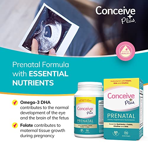 CONCEIVE PLUS Prenatal Vitamins for Women - DHA, Choline + Folate, Healthy Pregnancy