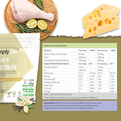 SimplyGo Whey Protein Powder - 900g - Simply Add 30g to Water, Juice or Shakes