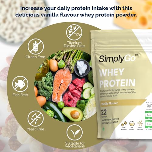 SimplyGo Whey Protein Powder - 900g - Simply Add 30g to Water, Juice or Shakes