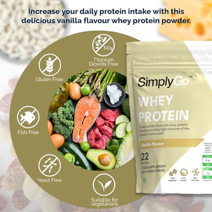 SimplyGo Whey Protein Powder - 900g - Simply Add 30g to Water, Juice or Shakes