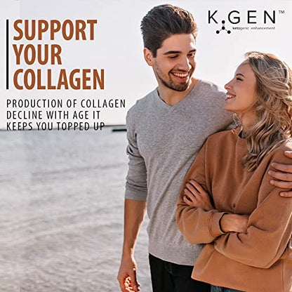 K-GEN Keto Collagen Protein Powder Natural Multi Collagen Chocolate Blend, Coconut MCT Vitamin C+B6