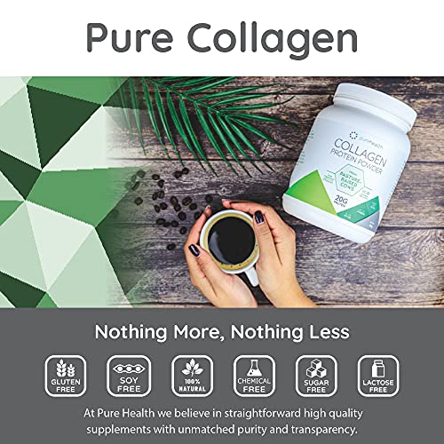 Pure Health Unflavored Collagen Powder Supplement 454g - 20g of Protein Per Serving