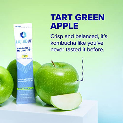 Liquid I.V. Hydration Multiplier + Probiotic Kombucha - Tart Green Apple - Hydration Powder