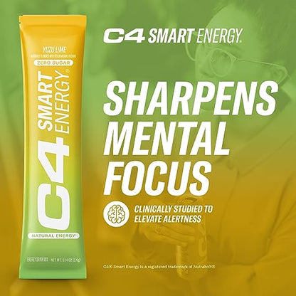 C4 Smart Energy Powder Stick Packs - Sugar Free Performance Fuel & Nootropic Brain