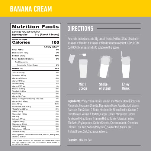 Isopure Protein Powder, Zero Carb Whey Isolate with Vitamin C & Zinc for Immune Support