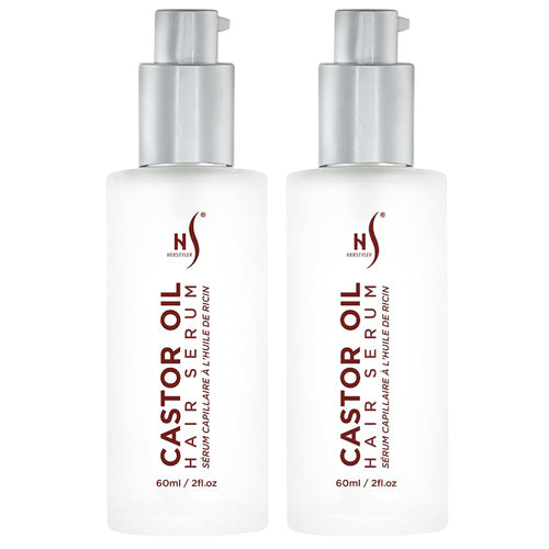 HerStyler Castor Oil Hair Serum for Hair Growth - Hair Shine Serum with Vitamin E - Hair Growth Serum - Hair Serum Heat Protectant - Vitamin E for Silky Hair - 2 Fl Oz (2 Pack)