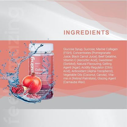 Collagen Gummies with Vitamins A and C, 500mg of Marine Collagen Per Serving, Advanced Skin Support