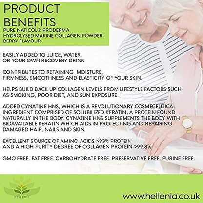 Pure Hydrolysed Marine Collagen Powder 300g - Berry Flavour - Type 1 and 3