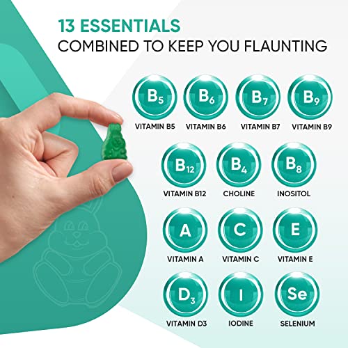 Biotin Gummies 5000mcg - with Vitamin A, B, C, D, E & Selenium - 120 Hair Nails and Skin